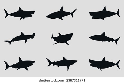 black shark icons on a gray background	