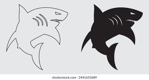 Black shark icons. Vector. Logo. Print