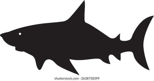 Black Shark Silhouette Vector Illustration – Ocean Predator Graphic Design

