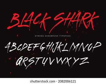 Black Shark Vector Brush Style Letters, Alphabet, Typeface, Typography. Strong, Horror Font. 