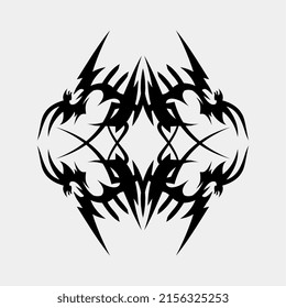 black sharp geometric tribal tattoo motif vector for chest and back tattoo
