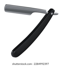 Black sharp straight razor on a white background. vector illustration. 