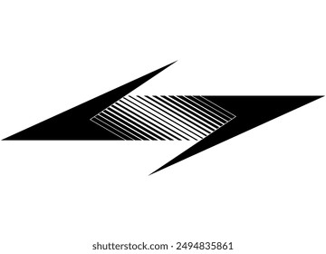 Black sharp striped pattern on a white background. Sports design element for car body, moto, boat, sportswear and toys, Modern vector background from lines