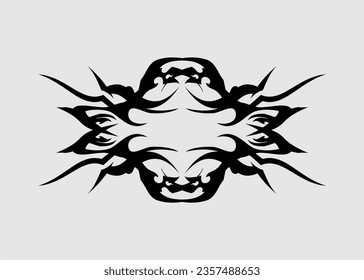 	
black sharp symmetrical tribal tattoo motif