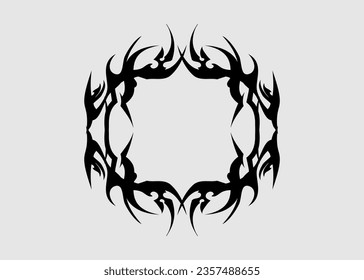 	
motivo de tatuaje tribal simétrico y agudo negro
