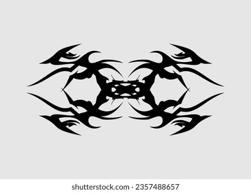 	
motivo de tatuaje tribal simétrico y agudo negro