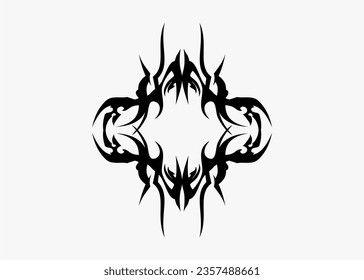 	
black sharp symmetrical tribal tattoo motif
