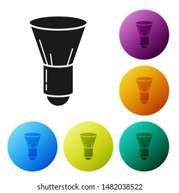 Black Shaving brush icon isolated on white background. Barbershop symbol. Set icons colorful circle buttons. Vector Illustration