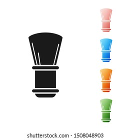 Black Shaving brush icon isolated on white background. Barbershop symbol. Set icons colorful. Vector Illustration