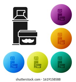 Black Shaving gel foam icon isolated on white background. Shaving cream. Set icons colorful circle buttons. Vector Illustration