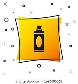 Black Shaving gel foam icon isolated on white background. Shaving cream. Yellow square button. Vector Illustration