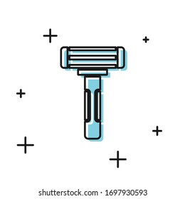 Black Shaving razor icon isolated on white background.  Vector Illustration