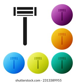 Icono de la navaja de afeitado negro aislado en fondo blanco. Establezca los iconos en los botones de círculo de color. Ilustración vectorial
