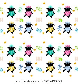 black sheep 4 colors Vector Seamless  Patterns In blue, pink,  green and yellow Colors. Abstract Background for scrapbooking Layouts, Sites, Website Designs, Blog Designs, Logos, Cards, banner.