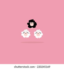 Black sheep business concept, Vector cartoon design.