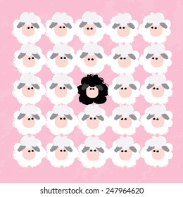 Black sheep business concept, Vector cartoon design.