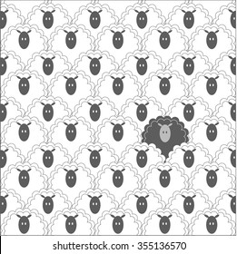 Black sheep business concept, Vector cartoon design.