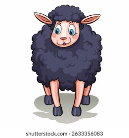  Black Sheep Cartoon Character Vector Illustration