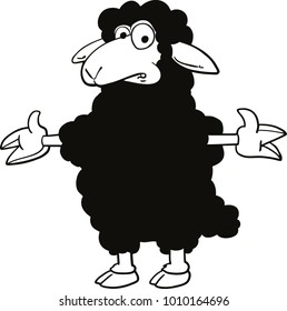 black sheep cartoon isolate on white background