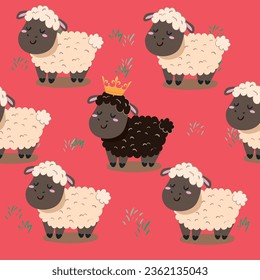 black sheep cartoon seamless pattern