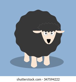 Black sheep cartoon vector illustration