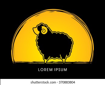 Black Sheep designed on moonlight background graphic vector.