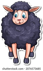 Black sheep farm animal cartoon sticker illustration