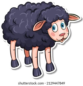 Black sheep farm animal cartoon sticker illustration