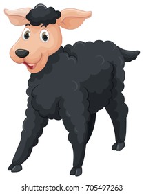 Black sheep with happy face illustration