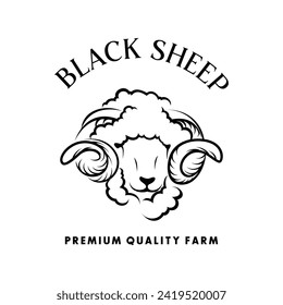 Black Sheep logo design. Sheep Head Logo Illustration Vector