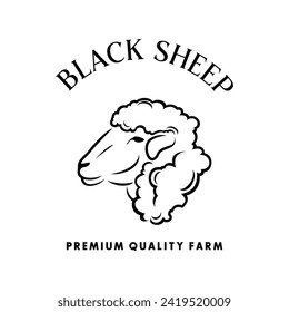 Black Sheep logo design. Sheep Head Logo Illustration Vector