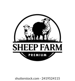 Black Sheep logo design. Sheep Head Logo Illustration Vector