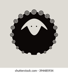 Black sheep logo. Lamb symbol. Vector illustration.