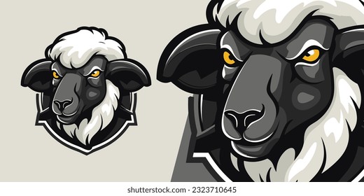 Black Sheep Logo Mascot: Distinctive Illustration Vector Graphic for Sports and E-Sports