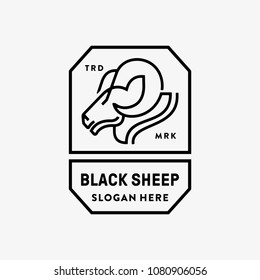 Black Sheep monoline simple unique vector logo template badge