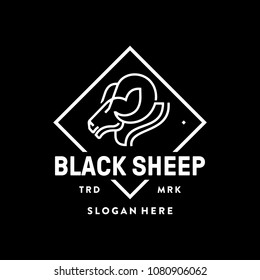 Black Sheep monoline simple unique vector logo template badge