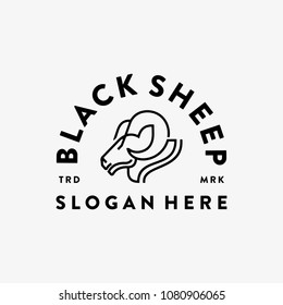 Black Sheep monoline simple unique vector logo template badge