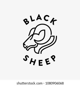 Black Sheep monoline simple unique vector logo template badge