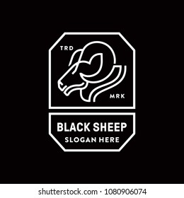 Black Sheep monoline simple unique vector logo template badge