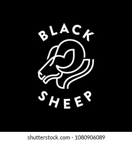 Black Sheep monoline simple unique vector logo template badge