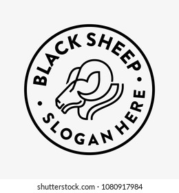 Black Sheep monoline simple unique vector logo template badge