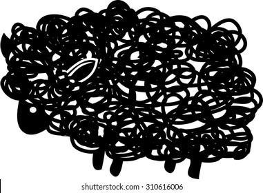 Black sheep on white background