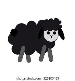 Black sheep on white background. Vector illustration.