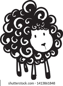 Black sheep on white background,Vector illustration - Vector 