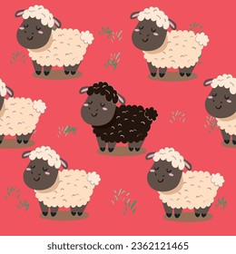 black sheep princess cartoon inspired  seamless  pattern