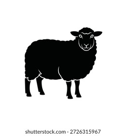 a black sheep standing on a white background