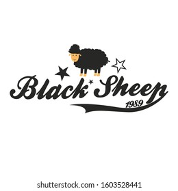 Black sheep. Typographic print poster. T shirt hand lettered calligraphic design. Fashion style illustration. stock vector.