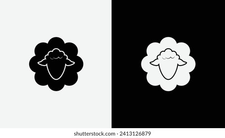 black sheep and white sheep logo vector, line art style