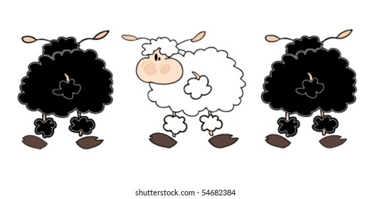Black sheeps group with one white.