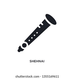 black shehnai isolated vector icon. simple element illustration from religion concept vector icons. shehnai editable logo symbol design on white background. can be use for web and mobile